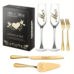 Champagne Glass Cake Knife Set, Stainless Steel Knives, Elegant Cake Divider Tool, Perfect Birthday & Wedding Gift, Engaging Party Accessory