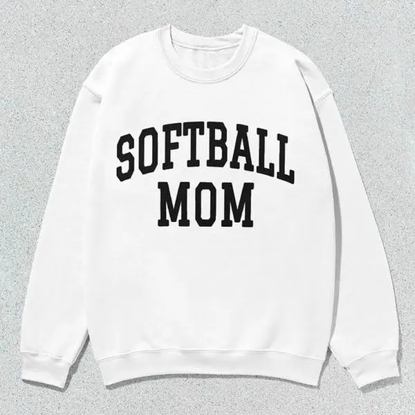 Softball Mom Sweatshirt, Unisex Collegiate Graphic Crewneck Pullover, Casual Long Sleeve Tops for Game Day, Round Neck, Comfortable Wear