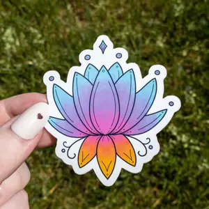 Lotus Flower Illustrated Vinyl Sticker 3 in