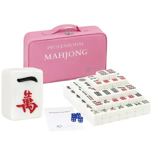 Azulhome White Mahjong Set-Board Game with Travel Case, Traditional Chinese Mahjong for Leisure and Travel