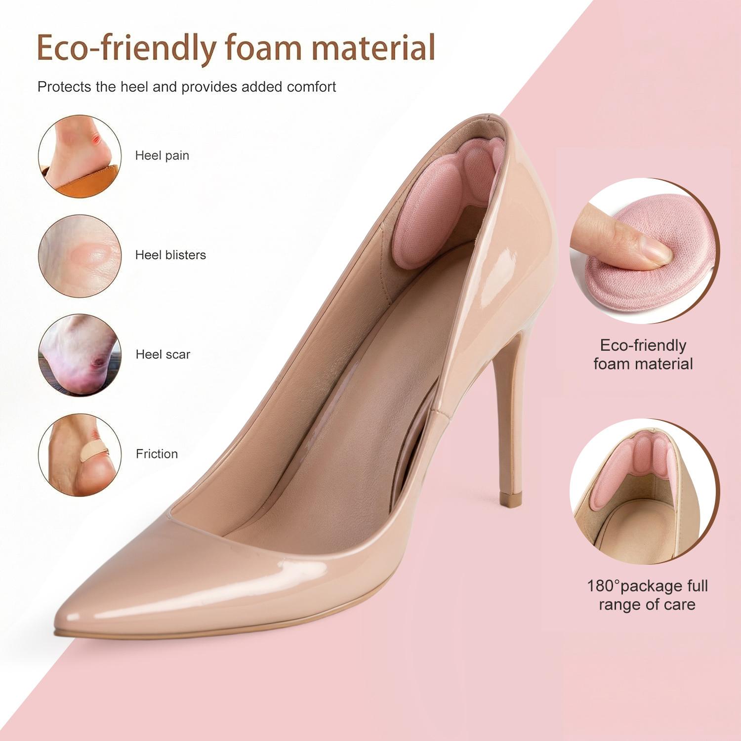 8 Pairs Premium Foam Heel Pads for Shoe that are Too Big Inserts Grips, Back of Heel Cushions Protectors Liner Heel Slip Pads,Blisters, Filler for Loose Shoe Fit