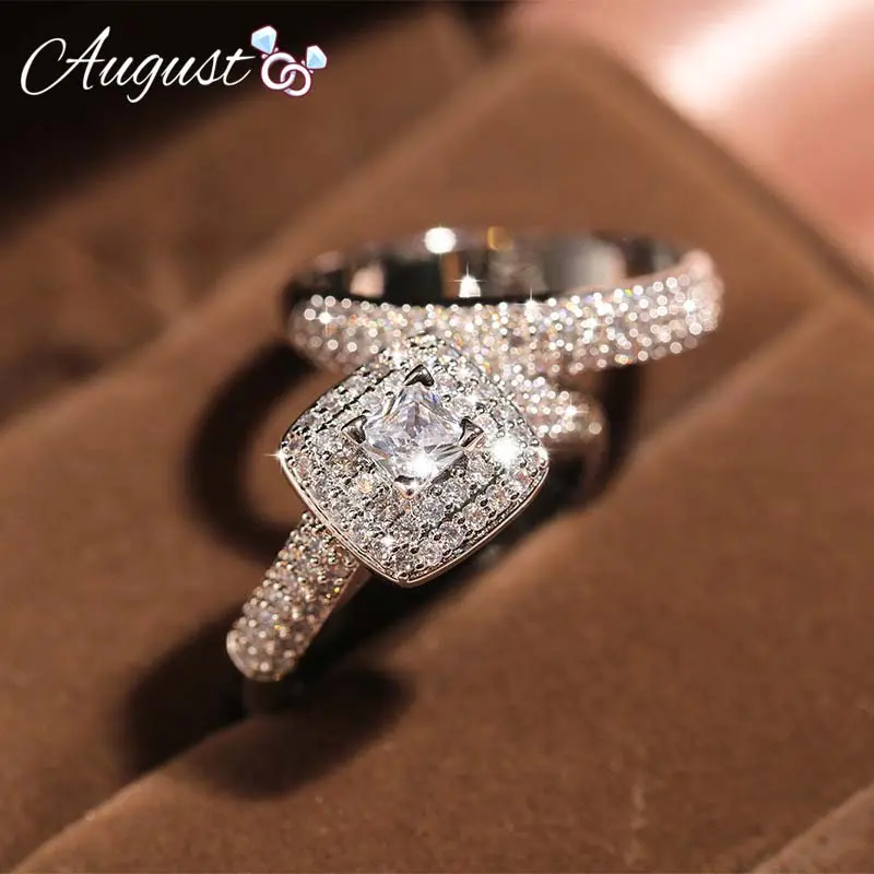 Women's Fashion Stackable Moissanite Decorated Wedding Ring Set, Synthetic Gemstone Bridal Engagement Anniversary Ring with Gift Box, Sizes 6-11, SpringStatements, Fashion Stackable Rings, Moissanite Decorated Ring