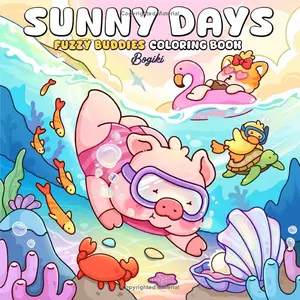 Sunny Days: A Summer-Themed Coloring Book for Adults and Teens Featuring Fuzzy Animal Friends with Fun Adventures for Relaxation