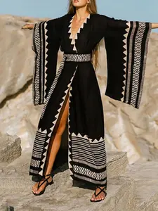 Women's Kaftan Dresses, Colorful Print Mrs Roper Caftan, Bathing Suit Cover Ups, Beach Dresses, Stylish and Comfortable