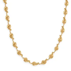 Linked Drop Necklace 19.5-21.5 Inches in ION Plated Yellow Gold Stainless Steel