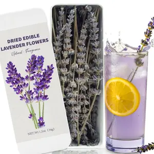Edible Lavender Sprigs for Drinks & Cocktails, Culinary Grade Purple Lavender Sticks for Baking, Tea, Cake, Decoration – Food-Grade Garnish for Beverages, Desserts & Gifts