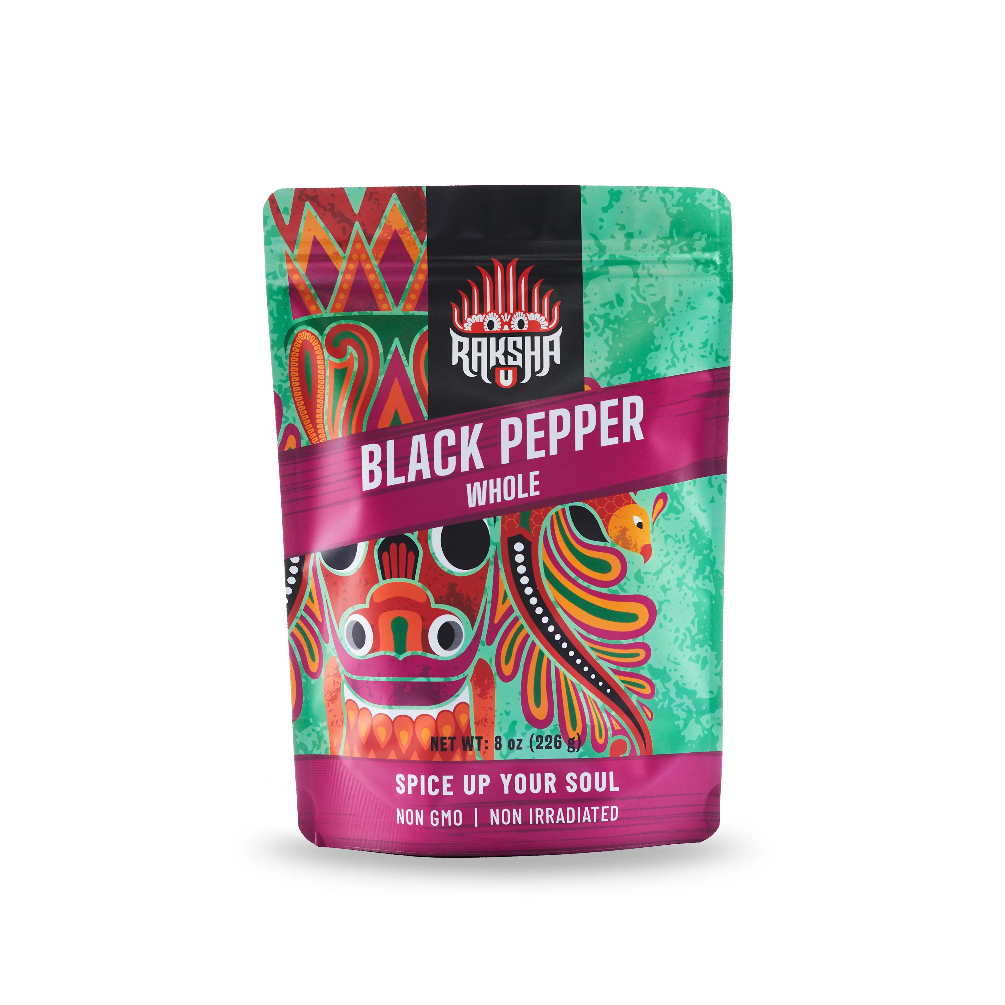 Raksha Whole Black Pepper 8 Oz bag for cooking