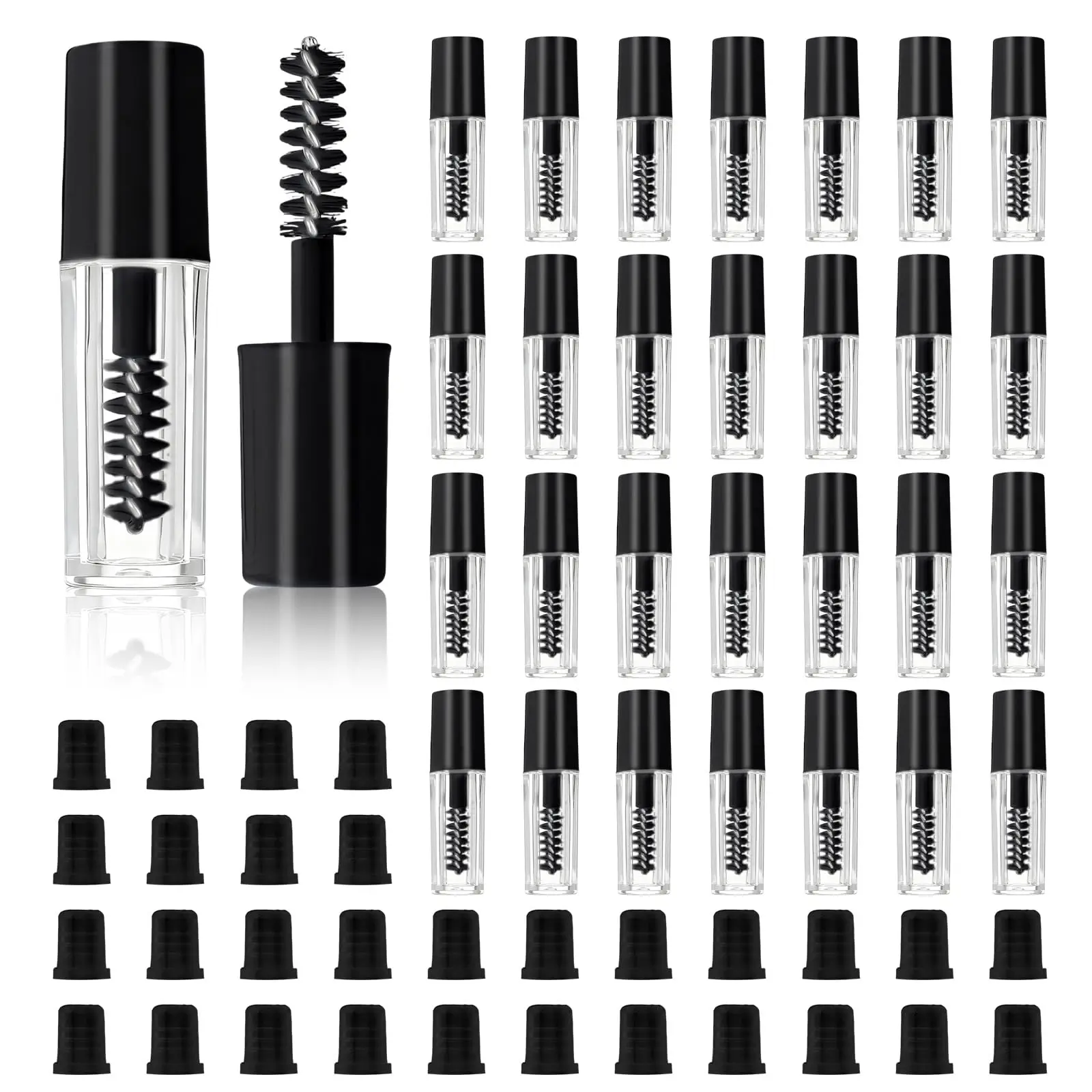 30 PCS Small Empty Mascara Tube, Black 3ml Empty Mascara Tube and Wand, For Small Sample Eyelash Serum Tubes Container