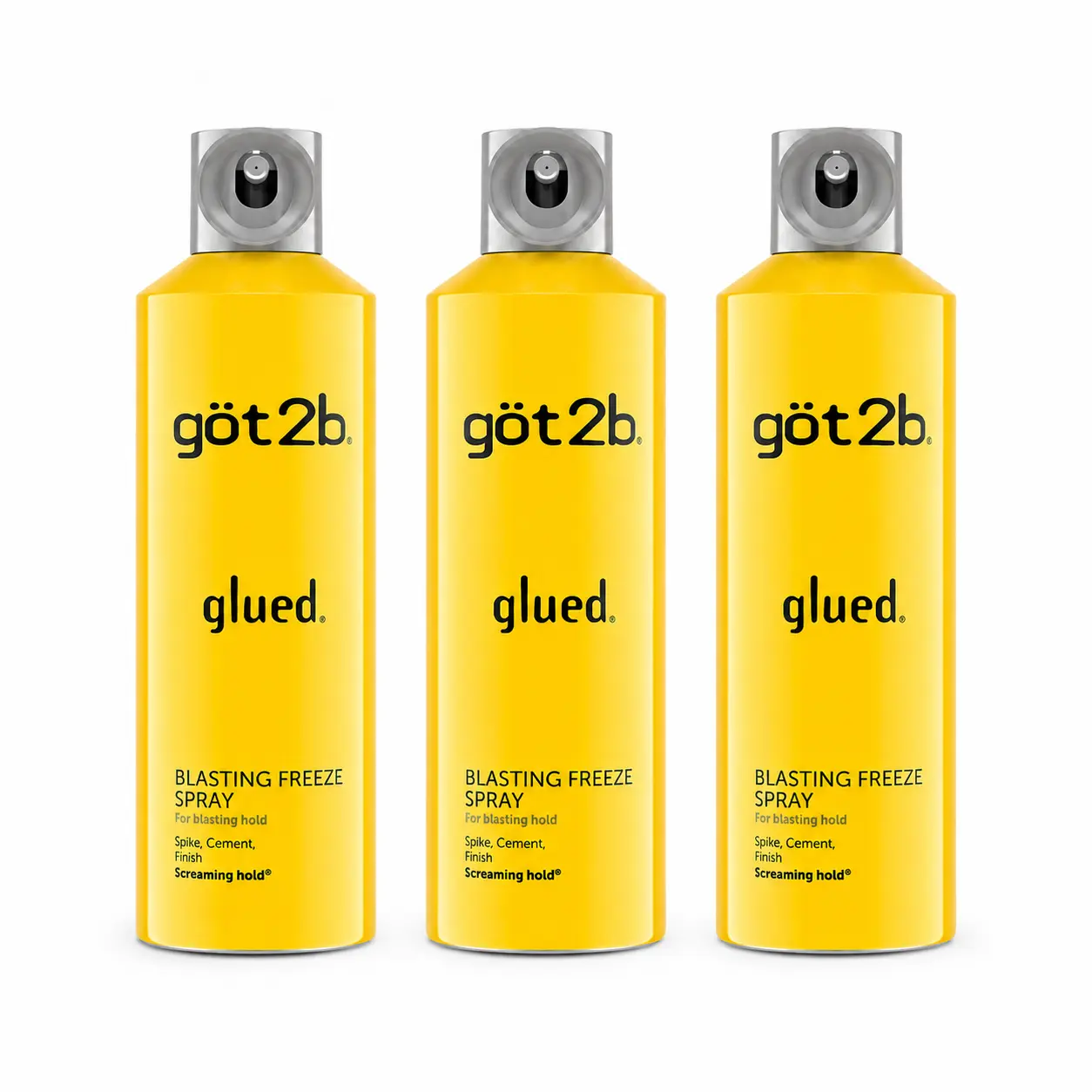 got2b Glued Blasting Freeze Hairspray 3 Pack, 12 oz Aerosol Hair Styling Spray, Rock-Hard Styles & Long-Lasting Hair Control