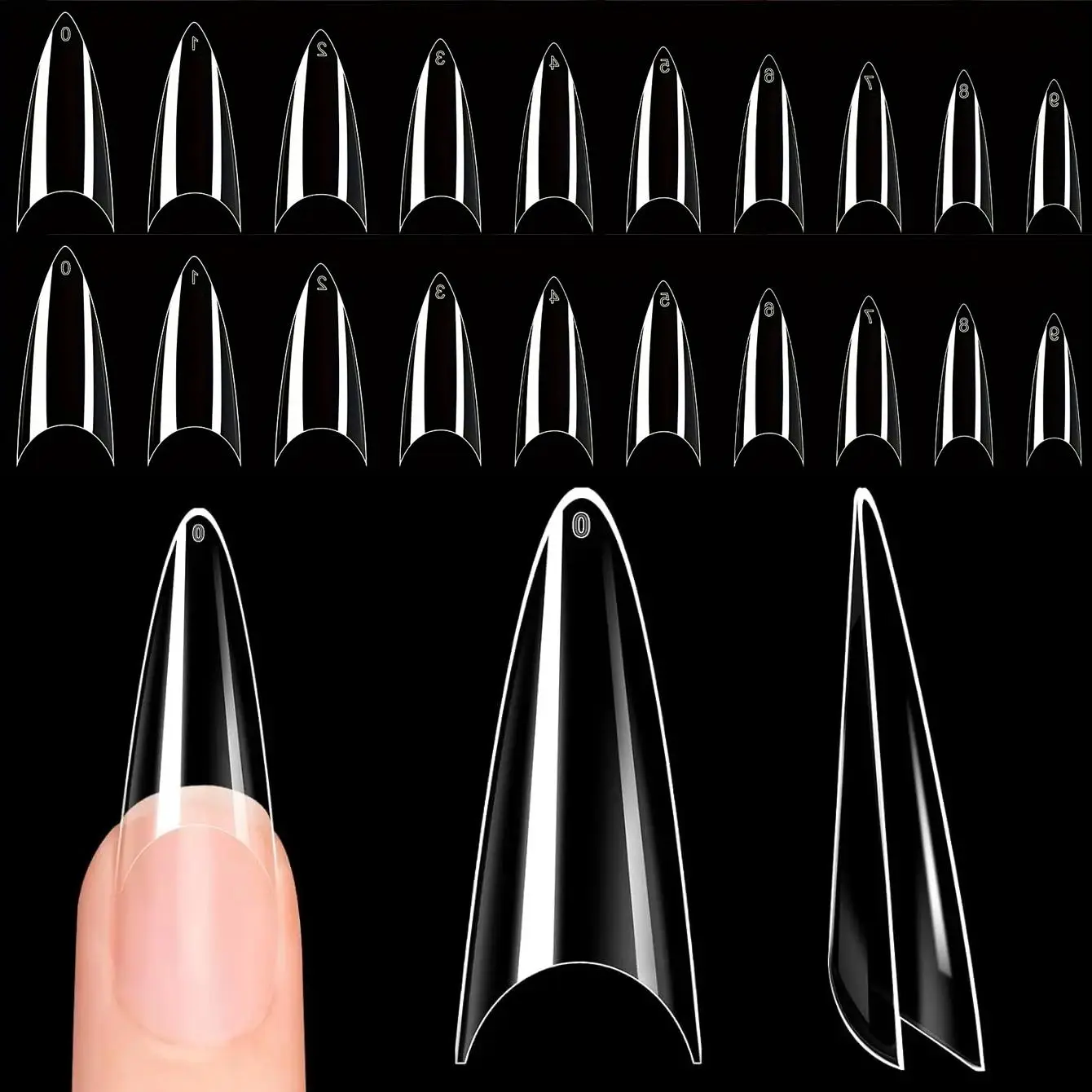 20/100/200/420/1000PCS Half Cover Soft Gel Nail Tips Medium Nails Almond Shape Curved Nail Tips for Acrylic Nails