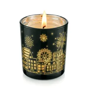 Lavender Scented Candle with Real Flame and LED Light, Decorative Glass Jar with Built-in Glow, Long-Lasting Aroma for Home Décor, Gifts & Holidays