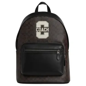 COACH West 32 Varsity Print Leather and Fabric Backpack for Men in Walnut