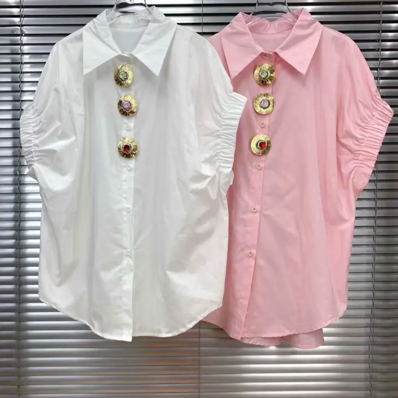 Pink Shirt, Women's Casual Breathable Short-Sleeve Top for Daily Wear