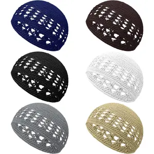 6 Pcs Kufi Hats Beanie Skull Caps - Solid Colors Stretchy Knitted Crochet Hat for Men, Women, Teens