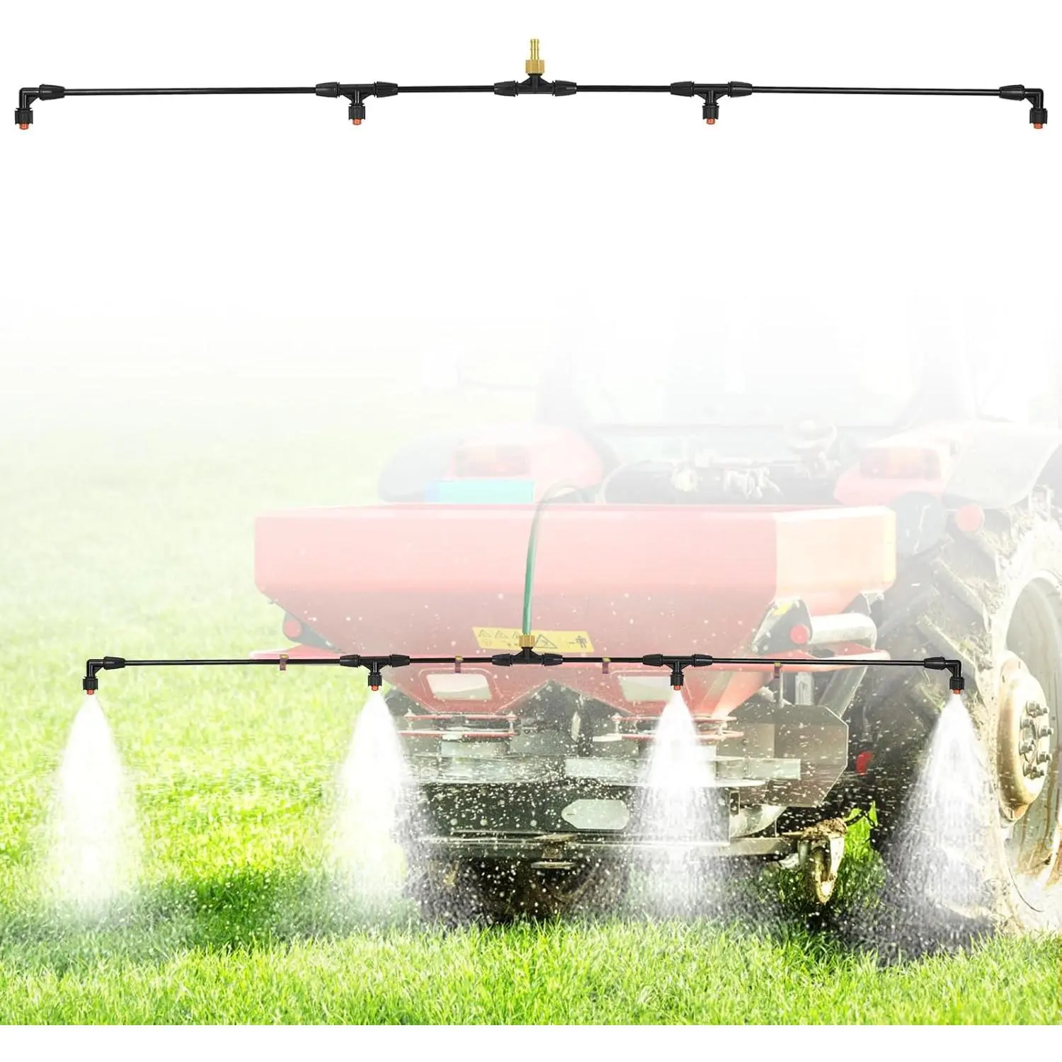 4 Nozzles Sprayer Boom Wand with 3/8 Inch Brass Barb, Sprayer Wand, Switchable 2 Nozzle , Lightweight, Up To 55.1 Inches Long, Sprayer wand, Suitable For Watering Large Areas In Gardens, Farms