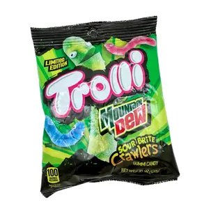 Trolli Mountain Dew Sour Brite Crawlers - 4.25oz - Limited Edition Spooky Halloween Treats - Epic Flavor Fusion - Sour & Citrus Gummy Candy