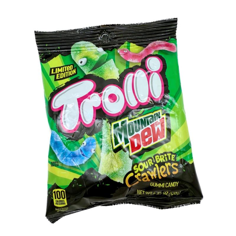 Trolli Mountain Dew Sour Brite Crawlers - 4.25oz - Limited Edition Spooky Halloween Treats - Epic Flavor Fusion - Sour & Citrus Gummy Candy
