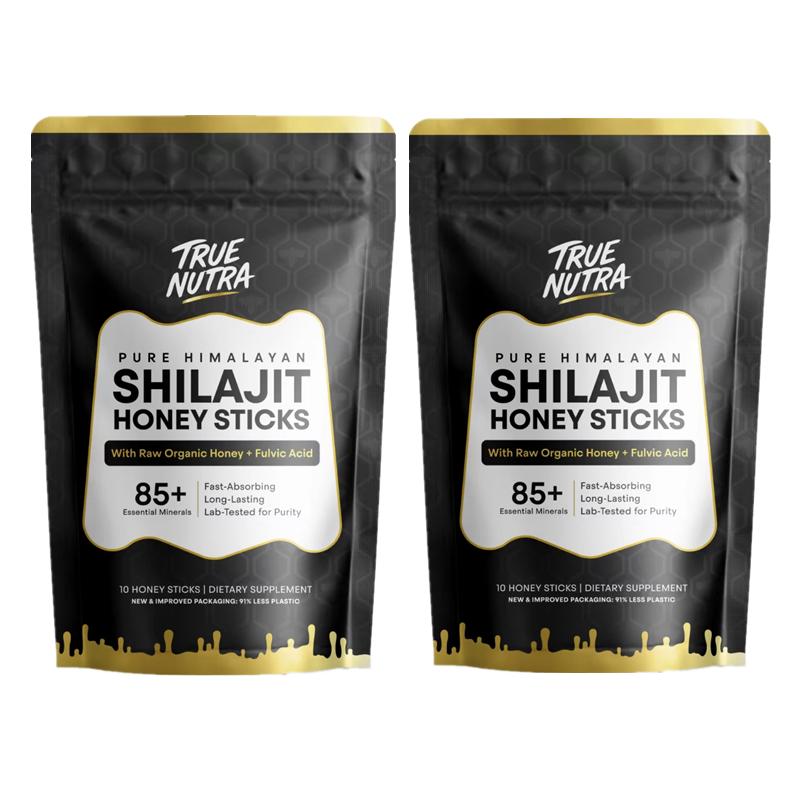 True Nutra Pure Himalayan Shilajit Honey Sticks with Raw Organic Honey Fulvic Acid: Enhances mineral absorption, 85+ Essential Minerals, Long-Lasting, Fast-Absorbing, Lab-Tested for Purity - 10 Sticks