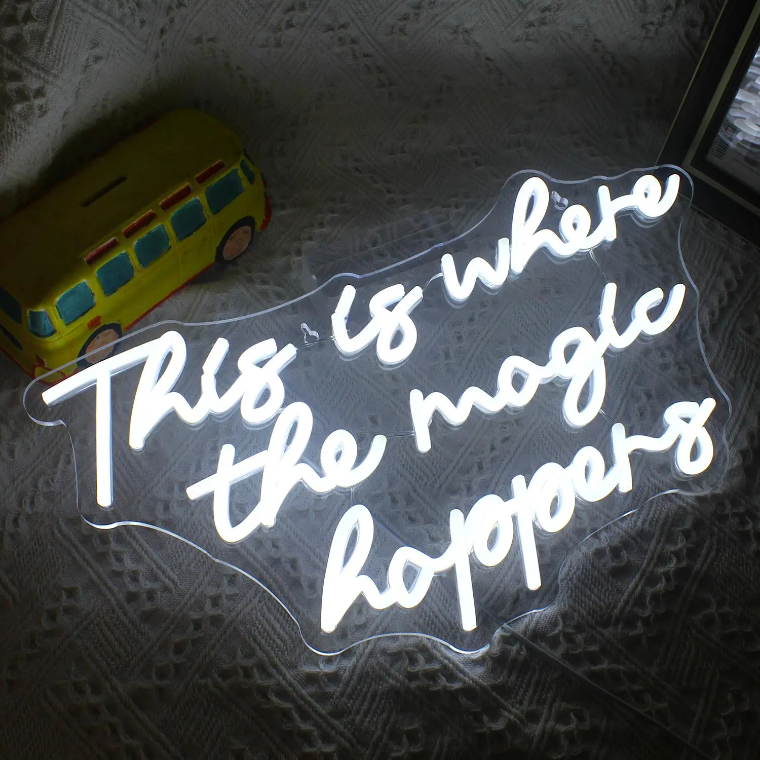 Where Magic Happens Neon Sign, USB Plug Powered LED Glowing Wall Mounted Neon Light, Decorative Lamp for Home Wall Decor, Magic Game, Boys Room, Powder Room