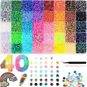 40 Colors 40,000 Jelly-Effect Resin Rhinestones, 3mm Flat-Back Ab Iridescent Gems, DIY Decor, Nail Art, Makeup, Tumbler Decoration