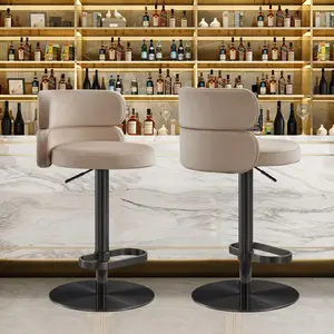 Luxmod Modern Italian Height Adjustable 360-Degree Swivel Stainless Steel Brushed Finish Barstool(set of 1)