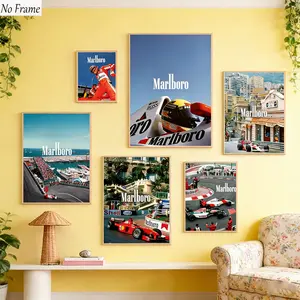 6pcs Monaco Grand Prix Vintage Poster Set, Retro Racing Car Art, 90s Classic Moments Reproduction, Wall Decor