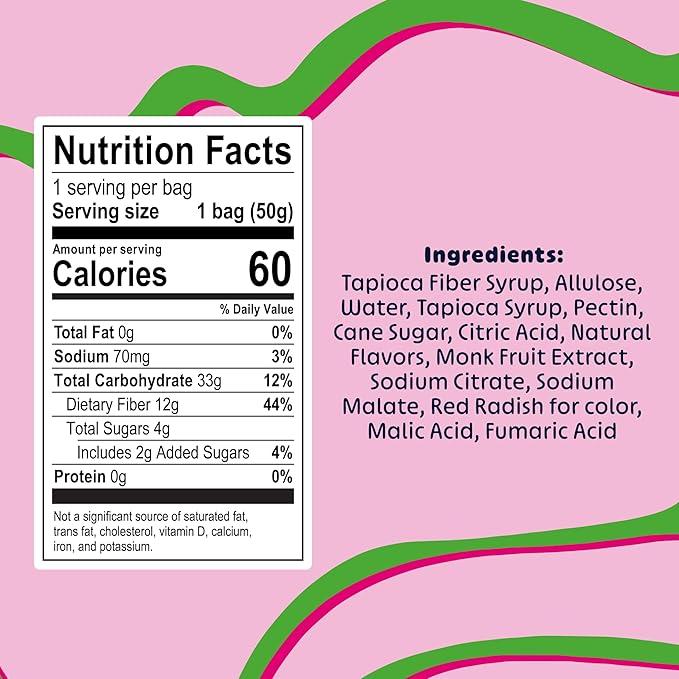 Blobs SOUR Gummy Candy Low Sugar, Low Calorie, Gluten Free for Kids & Adults - No Sugar Alcohols, Vegan, No Dyes - 1.8 oz per Bag (Pack of 6) - Watermelon Lychee