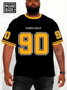 Men's Plus Size 3D Football Jersey, Ultra Large 90 Number Print, Vibrant and Gold Letters, Breathable Polyester, Training Shirt