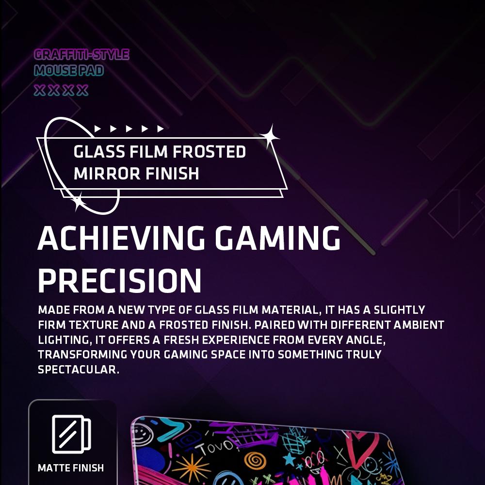 YEAH MAGIC Arcane M1 Micro-Etched Glass Gaming Mouse Pad - Hard Computer Mousepad for PC Gaming Setup, Anti-Slip Base, 12.2×16.14in Bundle with Arm Sleeve, Speed Mouse Skates, Hard Mousepad, Computer Mouse Pad