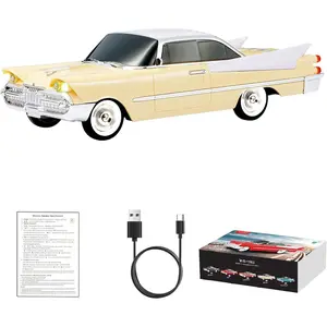 WS-1965  Replica Speaker - Retro Rocket  Design,  Sound, TWS, LED Party Lights, FM Radio, USB/TF Playback, Built-in Microphone - Portable   for  Lovers (Beige)