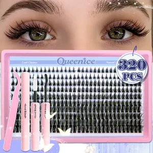 320 Cluster Eyelash Extensions - Natural, Fluffy & Thick Volume Lashes D-Shaped Curl Blend 8-16mm - Suitable for Daily Wear And Parties, Beginner Friendly