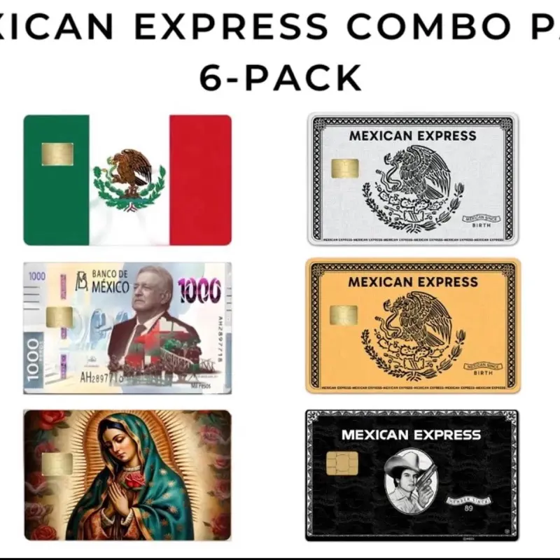 Mexican Express Combo 6-Pack Credit Card Sticker Skin Vinyl Card Cover Pack of 6