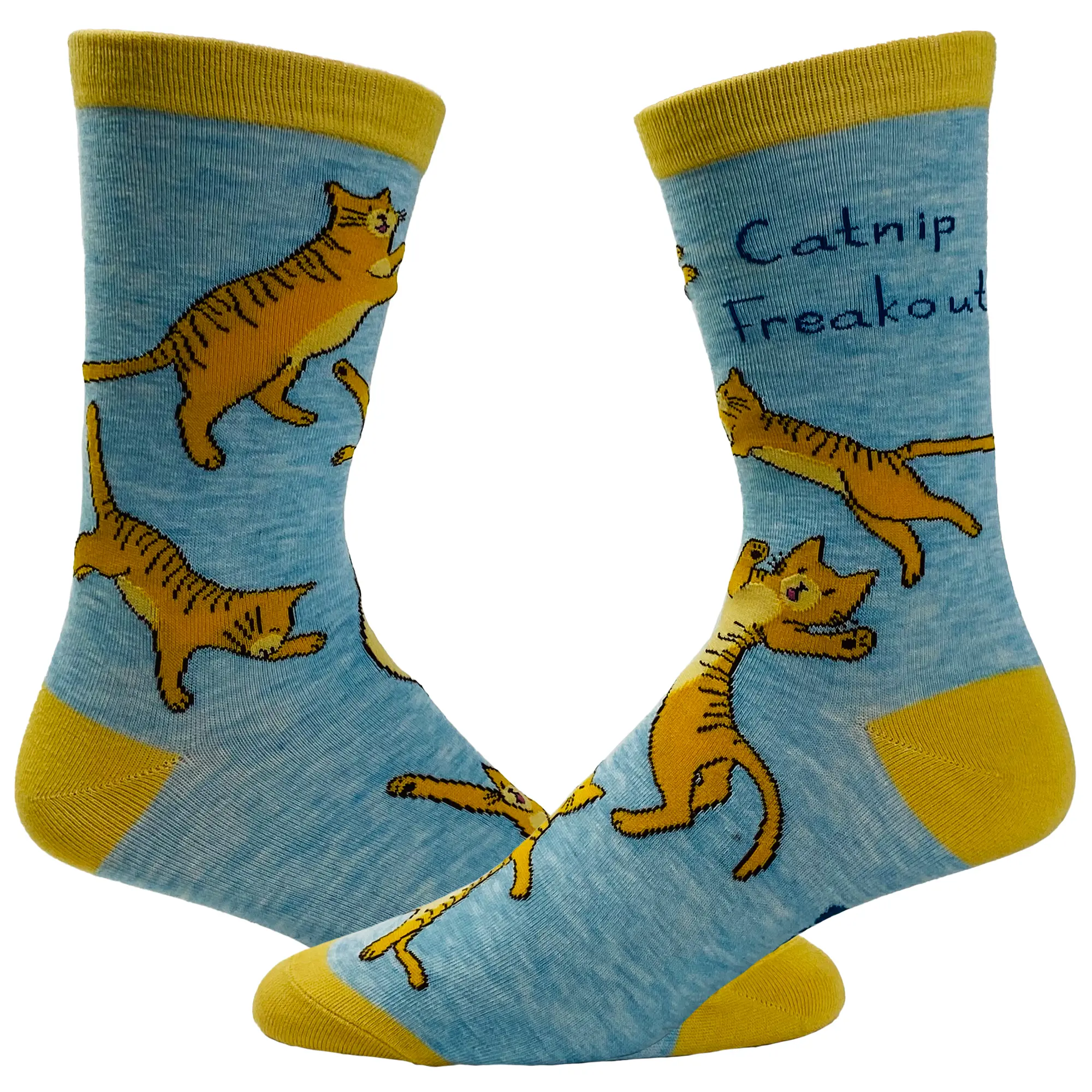 Women's Catnip Freakout Socks Funny Pet Kitty Cat Animal Lover Crazy Cat Lady Footwear Funny Graphic Socks Comfortable Fitted Spandex Cotton