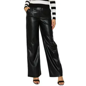 Caroline Collection Faux Leather Straight Leg Pants for Women - Stylish & Comfortable Trousers