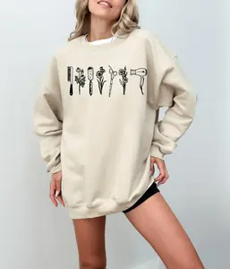 Wildflower Hairdresser Sweatshirt - Minimalist Design with Hairdresser Tools - Comfortable Cotton - Women's Basic Style - Hair Therapist Gift