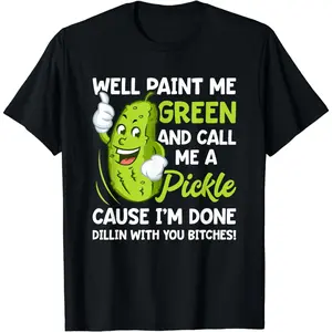 [100% Cotton] Funny Pickle Lover T-Shirt With A Playful Attitude And Thumbs Up.