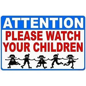 Warning Sign,Pool Rules Sign,Pool Safety Sign Attention Please Watch Your Children -Pool Playground Kids Kid Child Sign 16""X12"" Metal Aluminum Sign