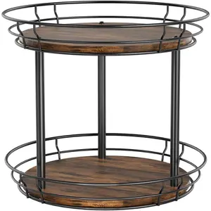 10'' Lazy Susan Turntable Organizer, 2 Tier Round Rotating  Rack Organization for Kitchen Cabinet and Countertop, Wooden Lazy Susan for Table Top, Pantry, Bathroom, ,  Decor