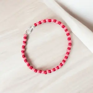 Cherry Red Anklet - Simple Design with Red Beads for Cherry Red Theme