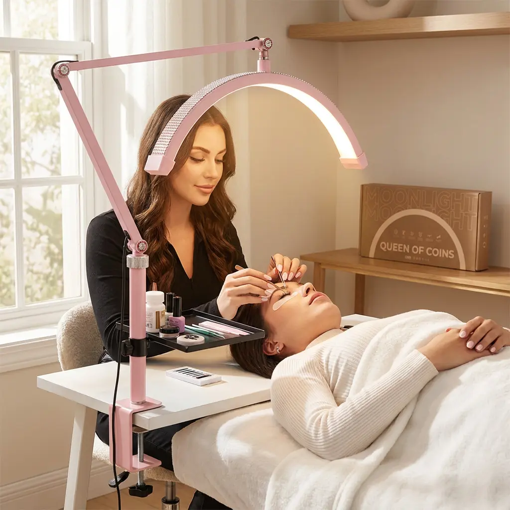 Half Moon Pink Rhinestone LED Lash Lamp