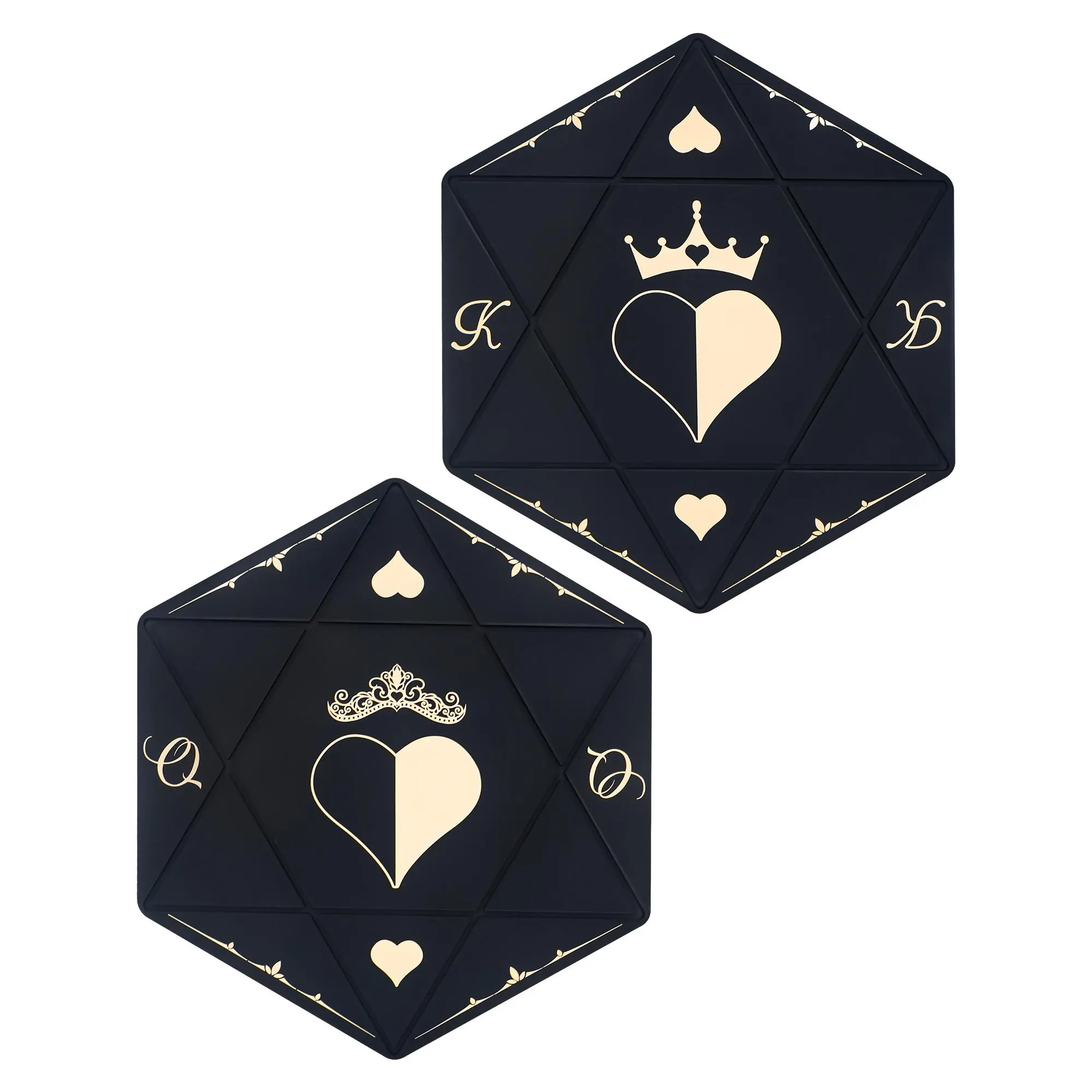 Forever & Crowned Black Queen-Black King of heart Kitchen Placemats & Coasters Set