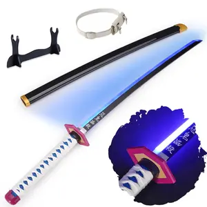41 inches LED Light Tomioka Giyuu Demon Slayer Sword with Belt & Holder Stand Display for Cosplay & Collection and Anime Fans