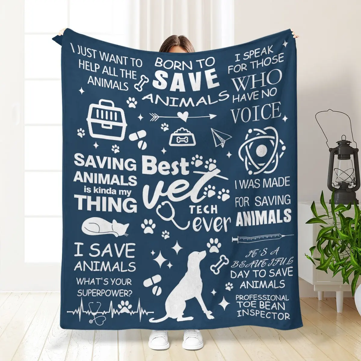 Veterinary Technology Gifts, Best Vet Tech Week Presents, Thank You Gift Ideas, Blanket for Veterinary Technicians, Flannel Cozy Blanket