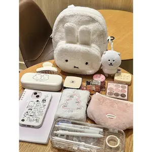 Cute Miffy Kawaii Backpack Cartoon Plush Rabbit Schoolbag Backpack for Class Versatile Storage Bag Girl Gift
