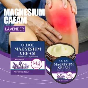 OUHOE Muscle Soothing Magnesium Cream Lavender 60g, Contains Lavender Oil and Shea Butter, Relieves Muscle Spasms and Stiffness, Nourishes Skin, Hydrating