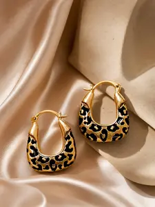 Women's Leopard Print U-Shaped Earrings, Leopard Print Jewelry, Casual Style, All-Season Wear, Unique Design, Lightweight Luxury Feel, Perfect Gift Idea, Statement Earrings, Fashion Earrings