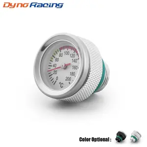 Motorcycle Fuel Tank Caps With Oil Temperature Gauge 0-200℃ Pointers Dial Meter M20x1.5/M20x2.5 Black/Silver Gauge