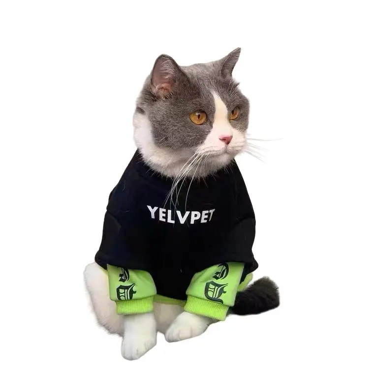 YELVPET Plush-Lined Anti-Shedding Pet Hoodie - Winter Warm Knit Outfit with Candy Buttons, Hooded Pajamas, Halloween Wings Cape for Cats & Small Dogs