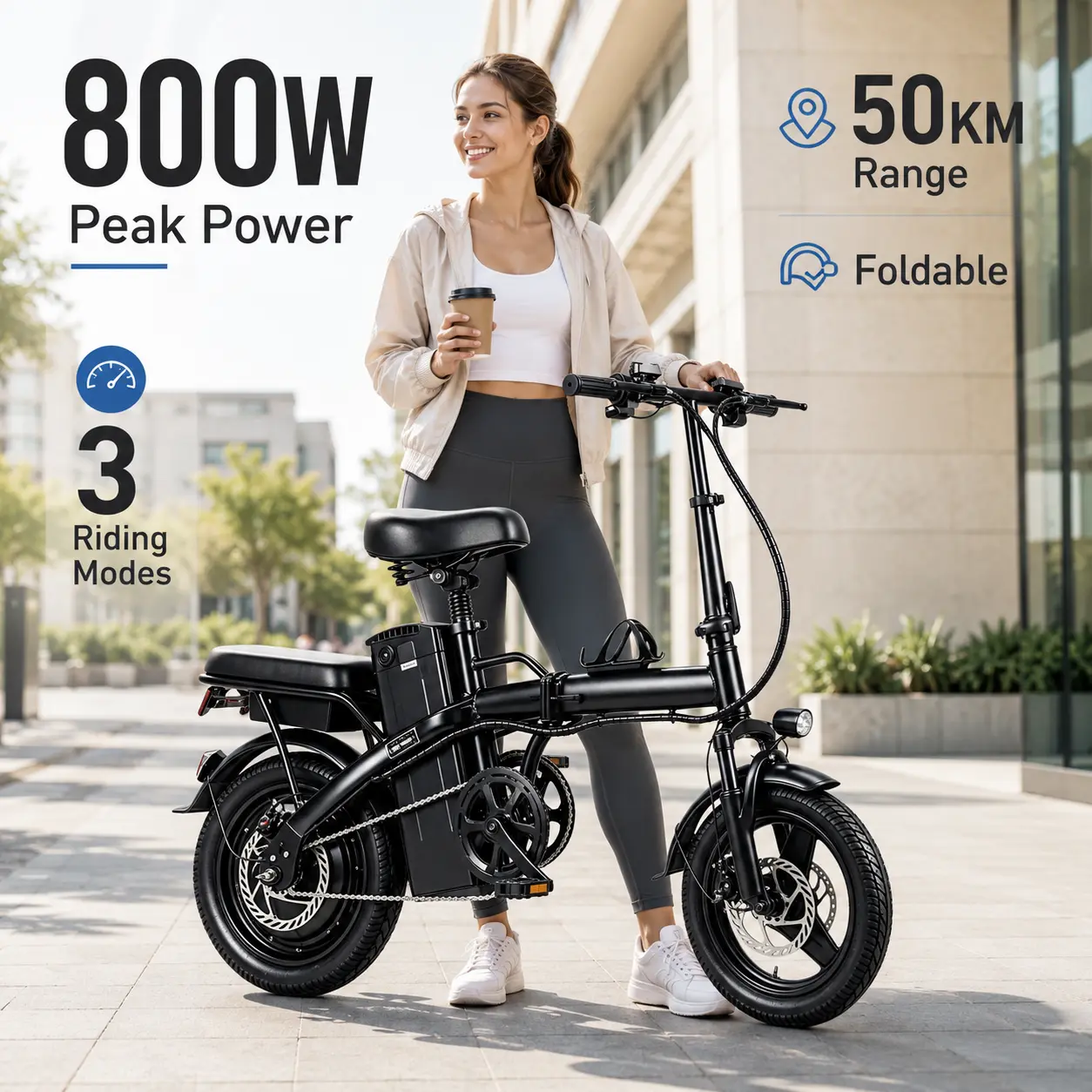 Folding Ebike for Adults - 400W Motor,  48V 15Ah Battery, 50km Range, Wheel Pedals & Ebike Charger Included compact bike electric Foldable