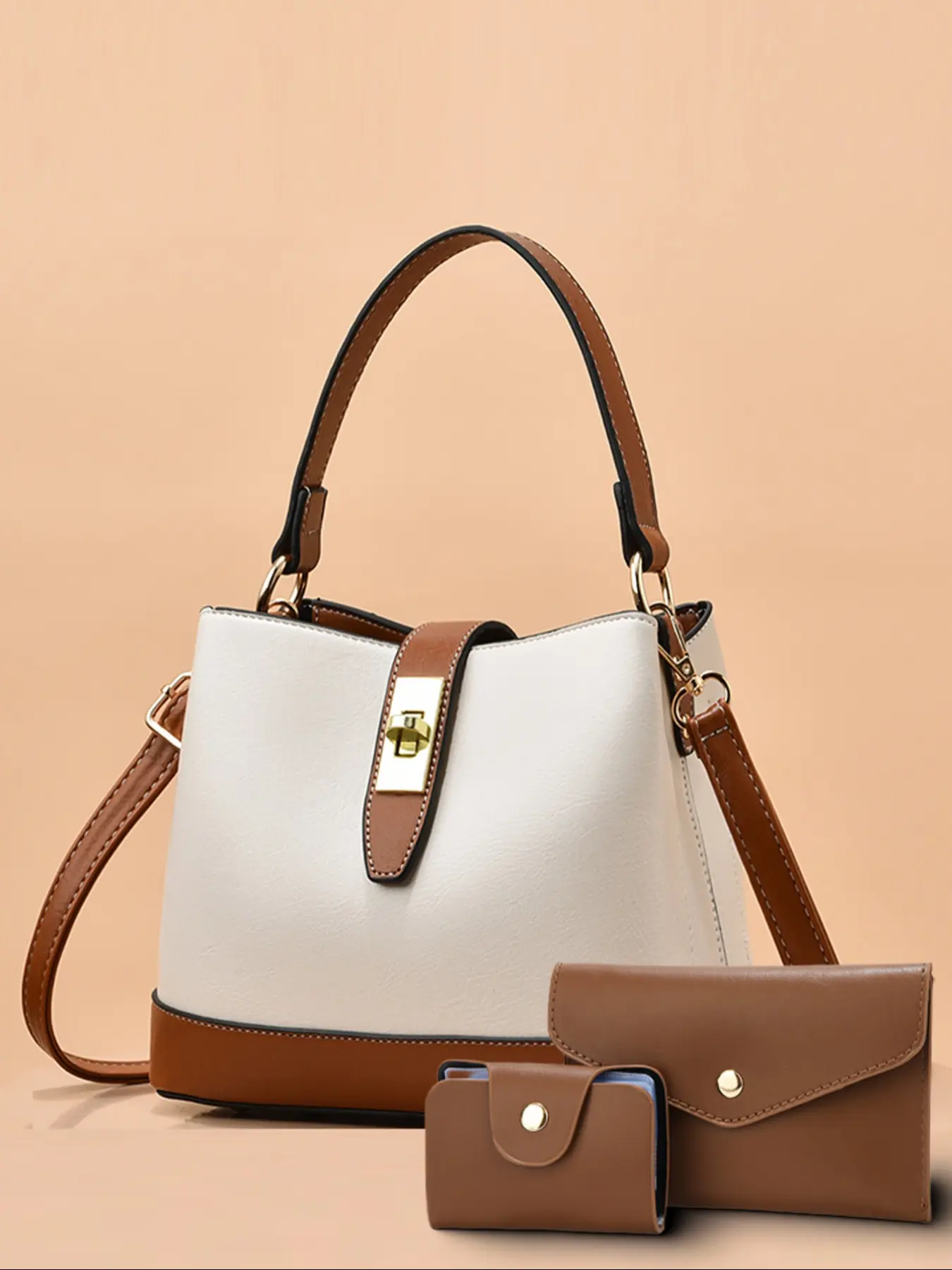 New Fashion Single Shoulder Bag Colorblock Bucket Set Handbag for Women, Stylish Small Crossbody Purse, Trendy Ladies' Accessory, Fashionable Bucket Bag, Fashionable Bags, Fashion Purses